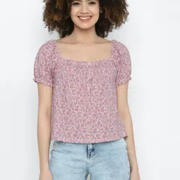 American Eagle Outfitters Purple Cotton Floral Print Top-picture-31