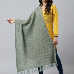 Aurelia Green Self Pattern Shawl-picture-7