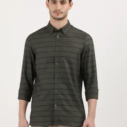 Tommy Hilfiger Green Cotton Regular Fit Striped Shirt-picture-22