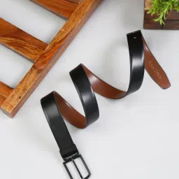 Louis Stitch Black Leather Reversible Belt for Men image 2