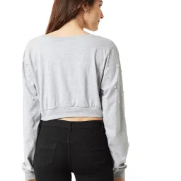 Miss Chase Grey Textured Crop Top image 2