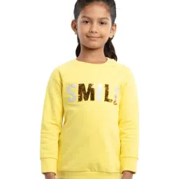 Under Fourteen Only Kids Yellow Embellished Full Sleeves Sweatshirt-image-19