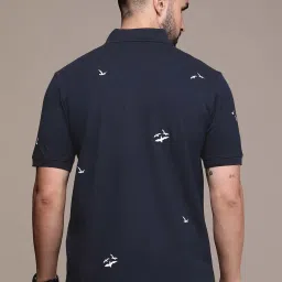 Burnt Umber Navy Regular Fit Embroidered Polo T-Shirt image 2