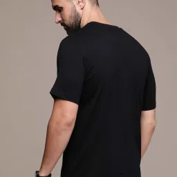 Burnt Umber Black Regular Fit Printed Crew T-Shirt image 2