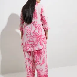 Diza by Westside Pink Foliage Printed High-Low Ethnic Tunic image 2