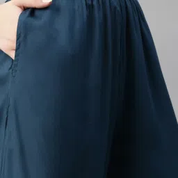 Kryptic Teal Flared Fit Mid Rise Pants image 4