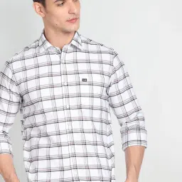 Arrow Sport White Cotton Slim Fit Checks Shirt image 4