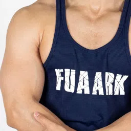 FUAARK Navy Regular Fit Printed Gym Vests image 4