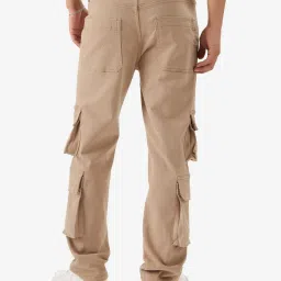 The Souled Store Dark Beige Regular Fit Cargo Jeans image 2