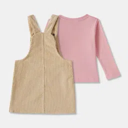 R&B Kids Beige Embroidery Regular Fit Dungaree image 2