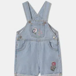 R&B Kids Light Blue Embroidery Regular Fit Top & Denim Dungaree Set image 3