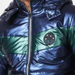 Spykar Midnight Blue Metallic Look Jacket With Flash Reflective Print image 4