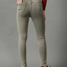 showoffff SHOWOFF Olive Green Solid High Rise Jeans image 2