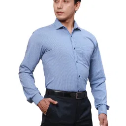 Park Avenue Blue Cotton Slim Fit Checks Shirt image 4