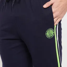 Duke Navy Regular Fit Striped Trackpants image 4