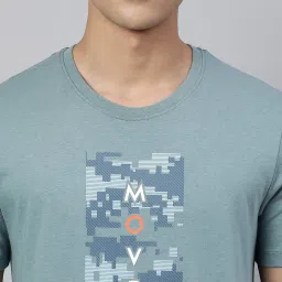 ALCIS Smoke Blue Soft-Touch Regular Fit Athleisure T-Shirt image 4