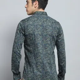 Monte Carlo Green Cotton Regular Fit Printed Shirt image 2