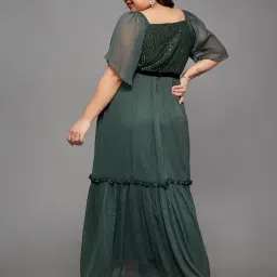Miss Chase A+ Green Embellished Maxi Dress image 2