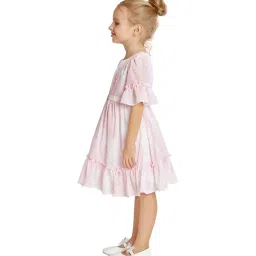 Peppermint Kids Peach Over Dyed Full Sleeves Dress image 4