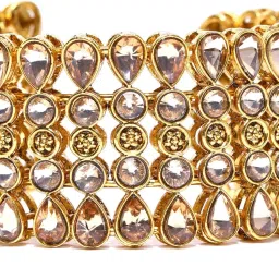 Zaveri Pearls Pear & Golden Alloy Cuff Bracelet image 4