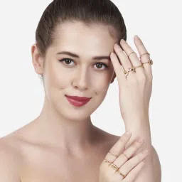 Zaveri Pearls Set of 10 Gold Tone Contemporary Classy Stackable Rings-ZPFK13683 image 4