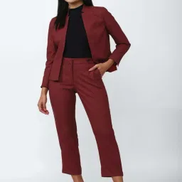 Van Heusen Maroon Chequered Trousers image 4