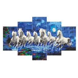 CHRONIKLE Multicolor Wood Running Horses 3D Wall Painting - Set of 5 image 4