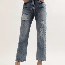 Elle Mid Blue Distressed Regular Fit Mid Rise Jeans-picture-20
