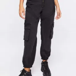 Forever 21 Black Cotton Mid Rise Joggers-picture-25