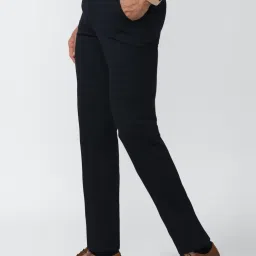 Peter England Black Slim Fit Checks Trousers image 3