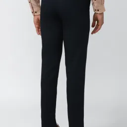 Peter England Black Slim Fit Checks Trousers image 2