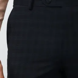 Peter England Black Slim Fit Checks Trousers image 4