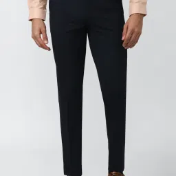 Peter England Black Slim Fit Checks Trousers image 1
