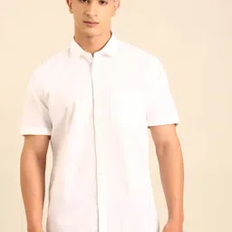 Cavallo by Linen Club White Linen Slim Fit Casual Shirt-picture-15