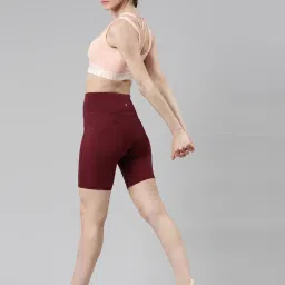 Enamor Maroon High Rise Sports Shorts image 4