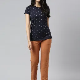 Enamor Navy Cotton Printed T-Shirt image 4