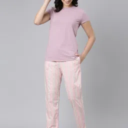 Enamor Pink Cotton Printed Lounge Pants image 4