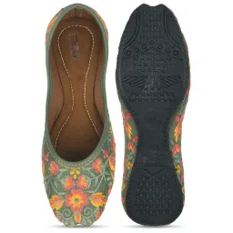 Desi Colour Women's Bottle Green Ethnic Juttis image 4