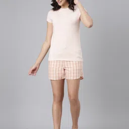 Enamor Soft Pink Cotton Printed Shorts image 4