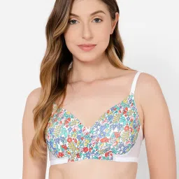 Clovia Multicolor Floral Print Full Coverage T-Shirt Bra image 1