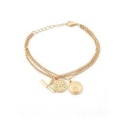 Zaveri Pearls Gold Tone 3 Layers Contemporary Charm Necklace Earring & Bracelet Set-ZPFK12075 image 4