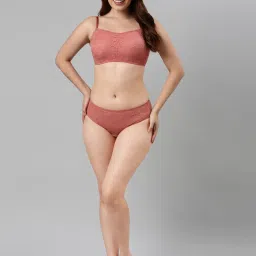 Enamor Dusty Pink Lace Work Bralette Bra image 4