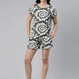 Enamor Grey & White Printed Shirt Shorts Set image 4