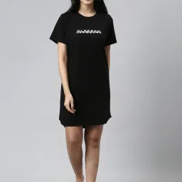 Enamor Pitch Black Cotton Printed Sleep Tees image 4