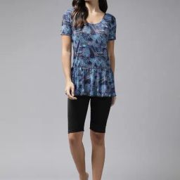 Aarika Blue & Black Floral Print Swim Suit-picture-29