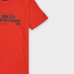 TOMMY HILFIGER Boys Red Printed Regular Fit T-Shirt image 4