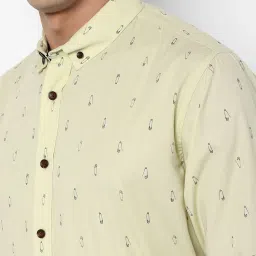 Forever 21 Light Yellow Printed Regular fit Shirt image 4
