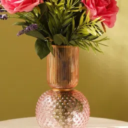 Pure Home and Living Pink & Orange Dual Shaped Ombre Glass Vase image 2