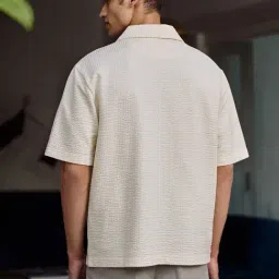 Andamen Off White Relaxed Self Design Polo T-Shirt image 2