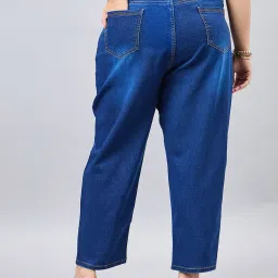 Style Quotient Dark Blue Cotton Regular Fit High Rise Jeans image 2